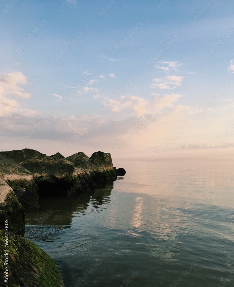 calm water. the beginning of sunset. Red Sky calm water. the beginning of sunset. Red Sky