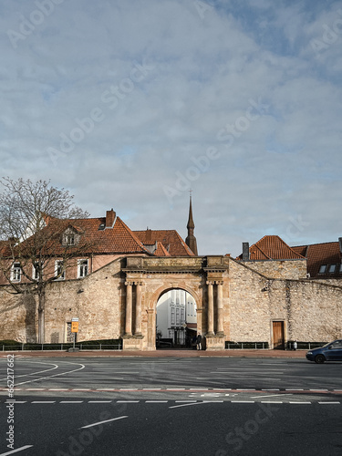 entrance to the old city. Defensive walls of the city. The main gate to the city. Stone fence