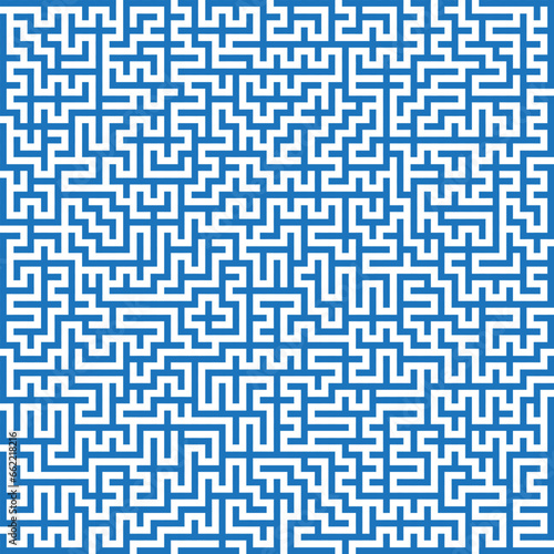 Blue labyrinth abstract background,square maze pattern vector illustration.