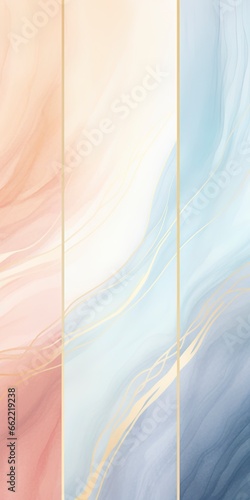 abstract watercolour fluid background with waves and pastel colors with gold accents.