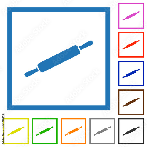 Rolling pin solid flat framed icons