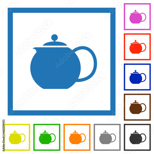 Teapot solid flat framed icons