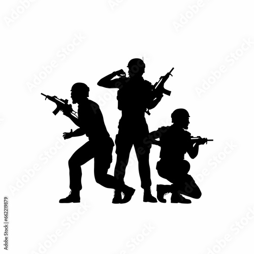 Army soldier force with gun 