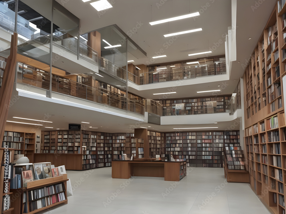 A high quality modern book library A high quality modern book library