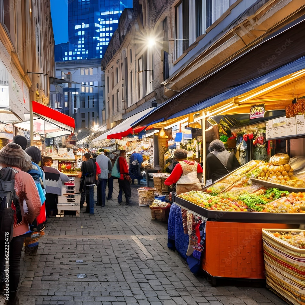 A bustling marketplace with street vendors and shoppers2, Generative AI