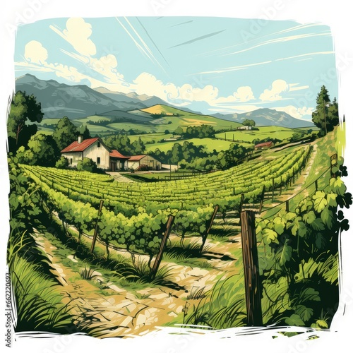 Lush vineyards stretch across the countryside