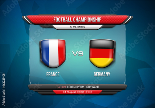 Sport scoreboard with team 1 vs team 2. Vector template for your design.