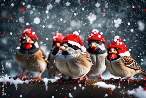 christmas birds in the snow