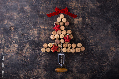 Christmas tree from wine corks photo