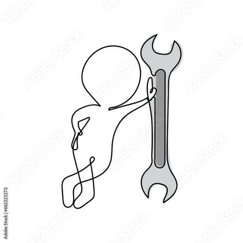 line art man concept art. Manager supervisor psychology. Transparent background vector.