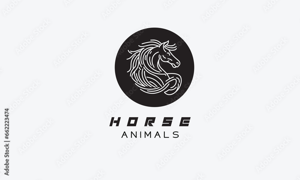 Horse vector logo icon minimalistic line art Horse vector logo icon minimalistic line art