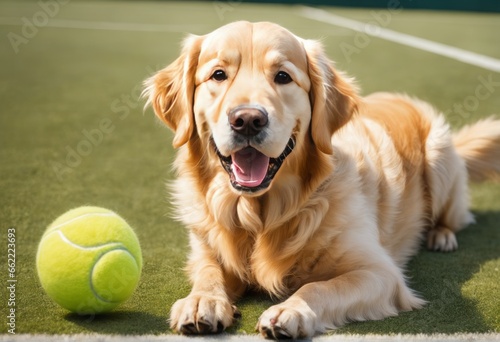 portrait of dog playing in the tennis court portrait of dog playing in the tennis court dog playing on tennis