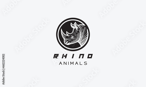 Rhino vector logo icon minimalistic line art design