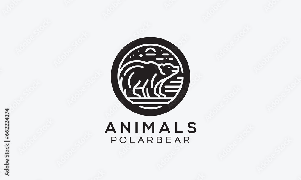 Polar bear vector logo icon minimalistic line art design