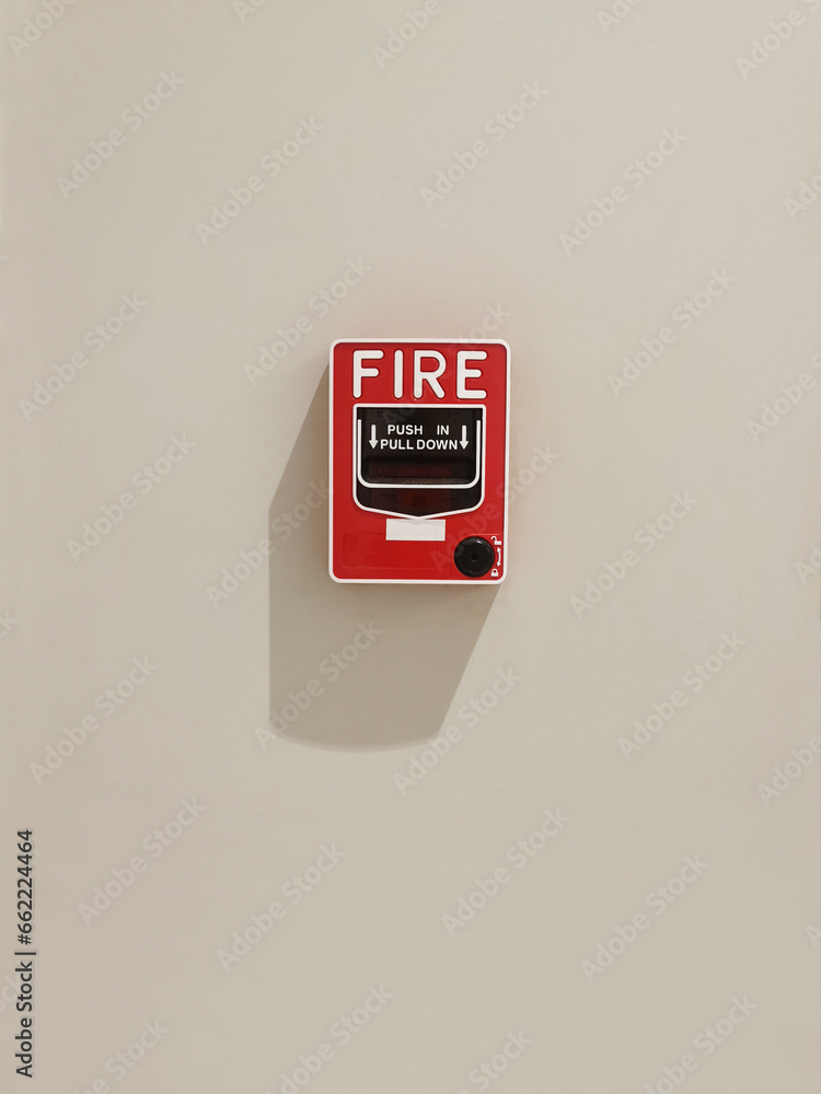 fire alarm system box installed on wall in building. fire alarm system box installed on wall in building.