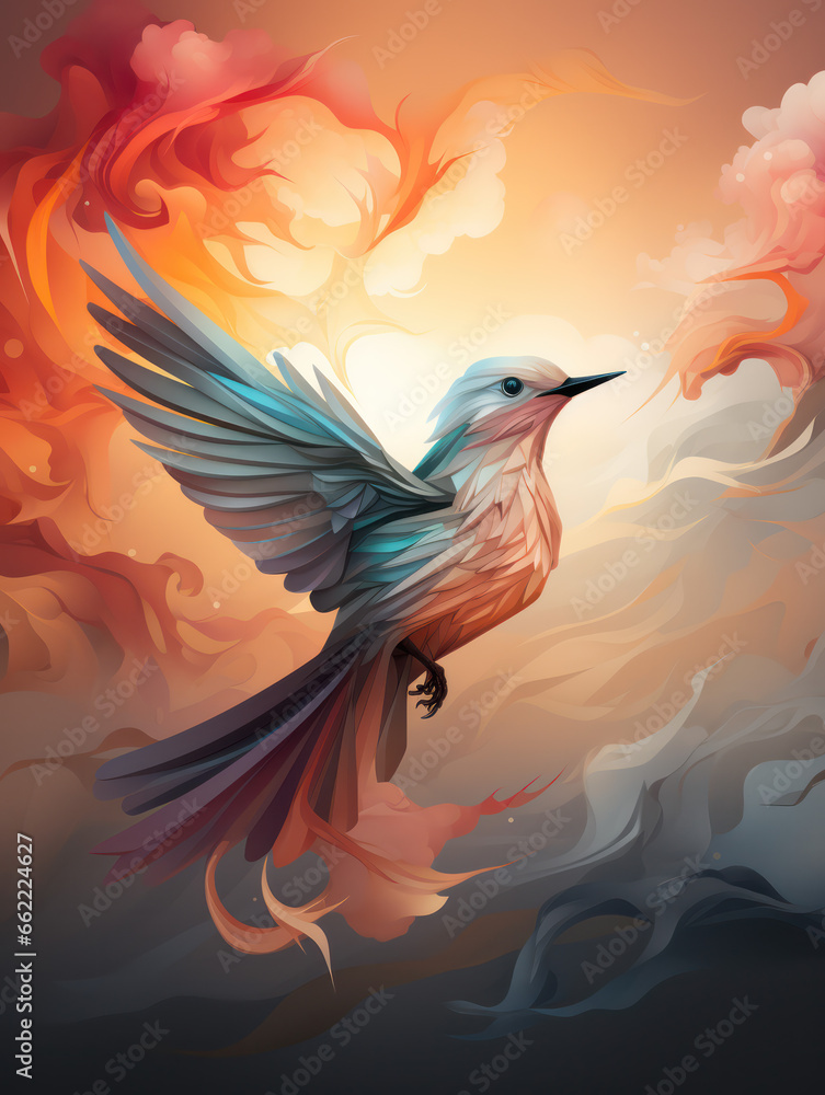 Colourful bird graphic with a lot of colours generatieve ai Colourful bird graphic with a lot of colours generatieve ai