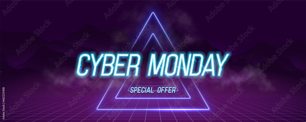 Fototapeta premium Cyber Monday banner. Promotion sale poster. Vector illustration.