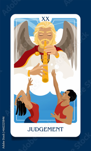 The map of the senior arcana is judgment. Occult esoteric spiritual Tarot. Numerology and fortune telling. Modern vector illustrations