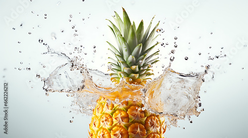 fresh pineapple on white background with the fresh droplet water photo
