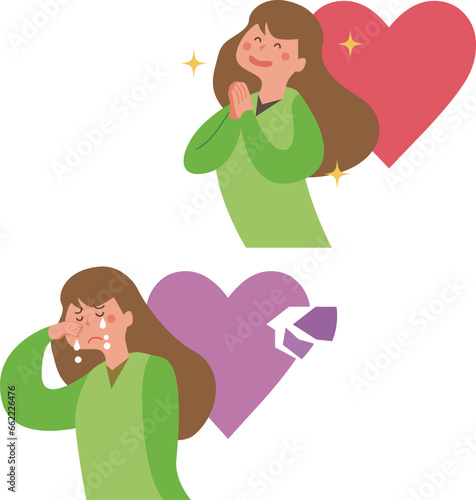 恋愛中と失恋した女性