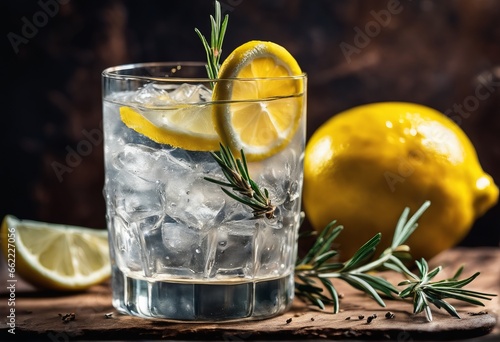 cold drink with lemon and ice cold drink with lemon and ice cold drink in glass on a black background