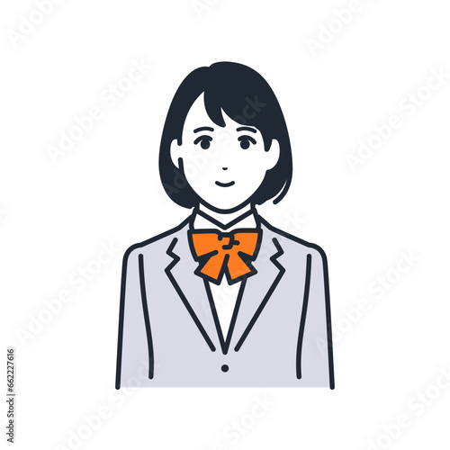 女子学生のシンプルなアバターアイコンのベクターイラスト素材