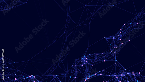 Abstract wave background with dots and lines moving in space. Technology illustration. Futuristic modern dynamic wave. Vector illustration.