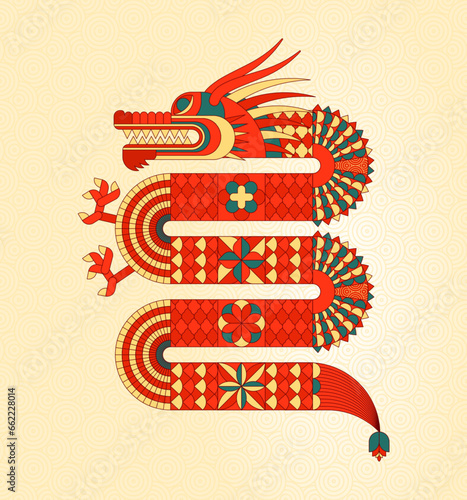 2024 Dragon Lunar Chinese New Year card. Traditional asian character.