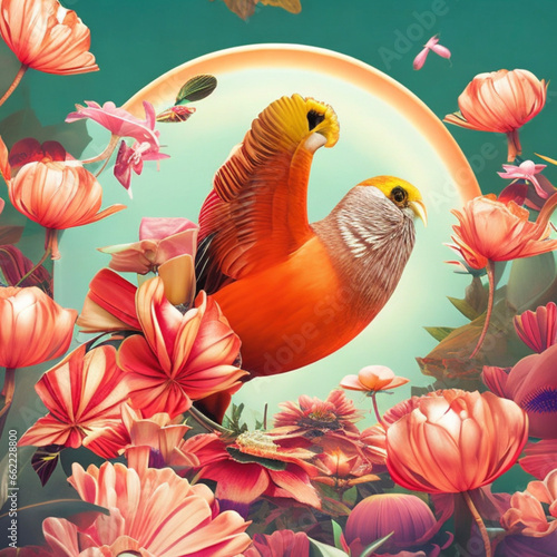 bird and flowers Generative AI