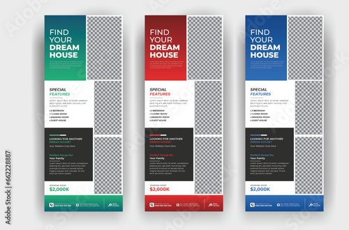 Real Estate business agency roll up standee banner template 