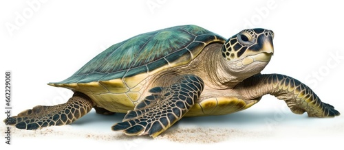 Large green sea turtle found in the Red Sea adults are 3 4 feet long and weigh 300 350 pounds With copyspace for text