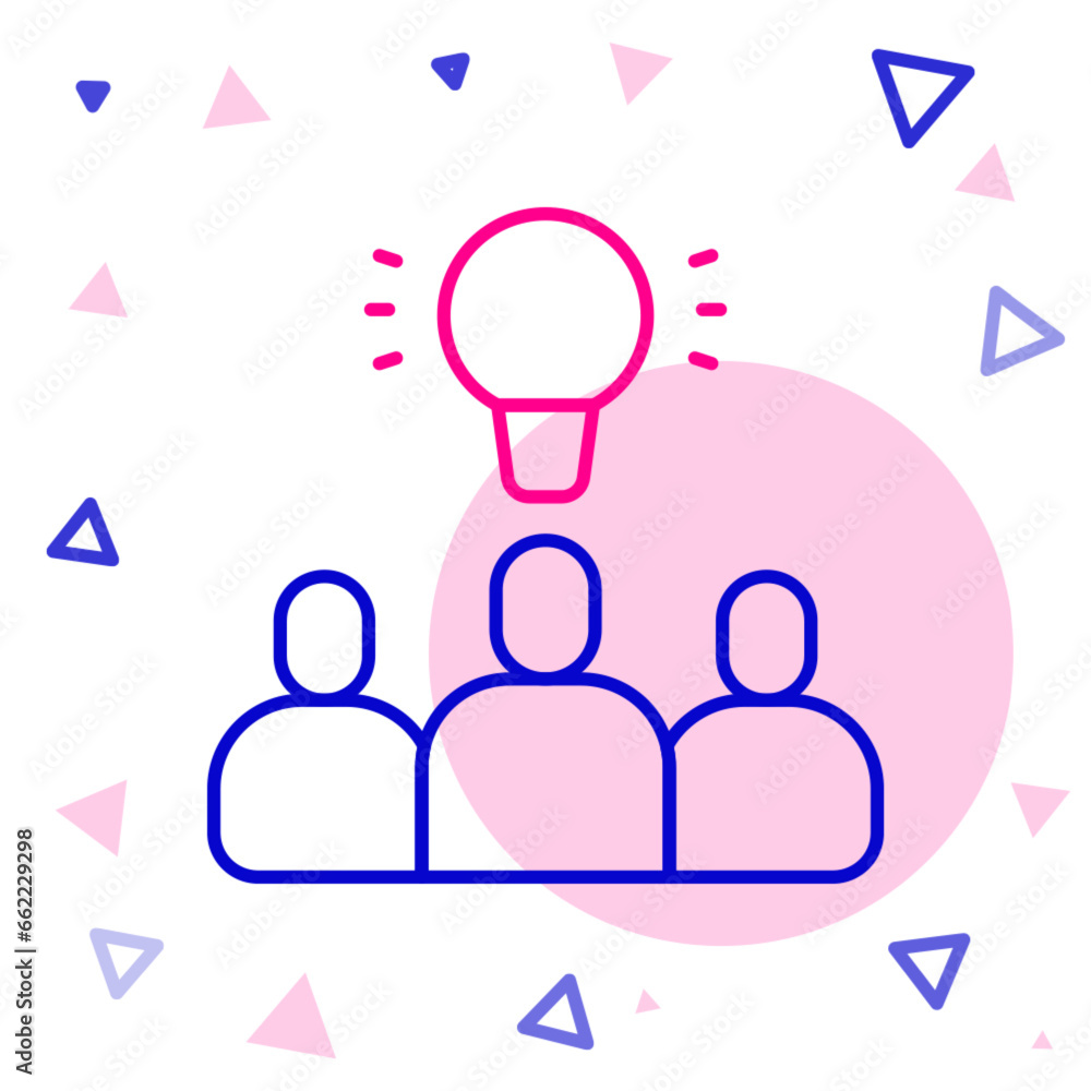 Line Project team base icon isolated on white background. Business analysis and planning, consulting, team work, project management. Colorful outline concept. Vector Line Project team base icon isolated on white background. Business analysis and planning, consulting, team work, project management. Colorful outline concept. Vector