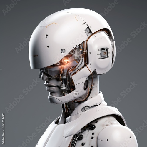 A modern robot made of white plastic