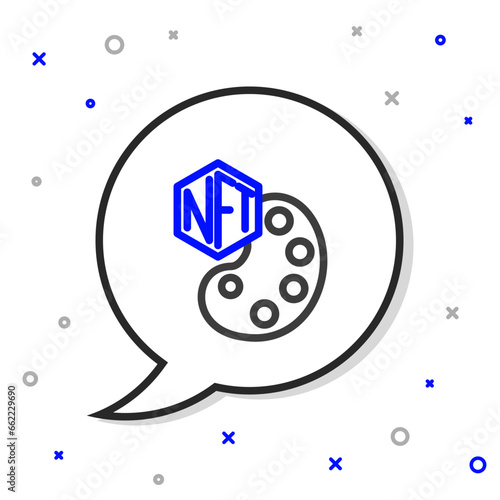 Line NFT Digital crypto art icon isolated on white background. Non fungible token. Colorful outline concept. Vector