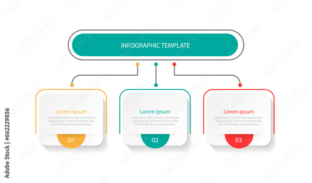 Modern design template infographic vector element with 3 step process diagram line concept - obrazy, fototapety, plakaty 