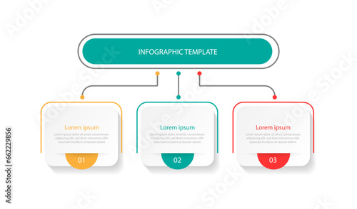 Modern design template infographic vector element with 3 step process diagram line concept