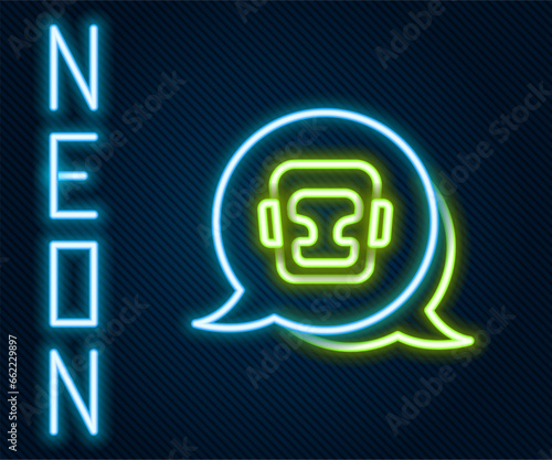 Glowing neon line Boxing helmet icon isolated on black background. Colorful outline concept. Vector