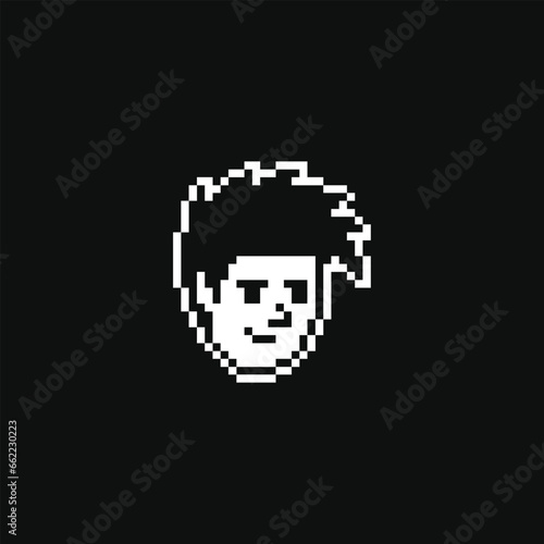 this is character face icon use 1 bit style in pixel art with white color and black background ,this item good for presentations,stickers, icons, t shirt design,game asset,logo and your project.