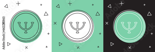 Set Psychology icon isolated on white and green, black background. Psi symbol. Mental health concept, psychoanalysis analysis and psychotherapy. Vector