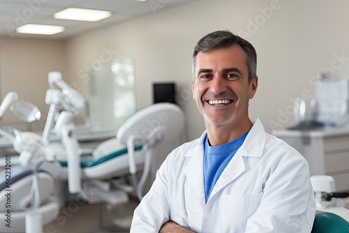 Portrait of a happy dentist at work.