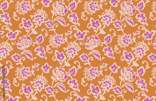 Hand-drawn batik seamless pattern boho floral block print vector