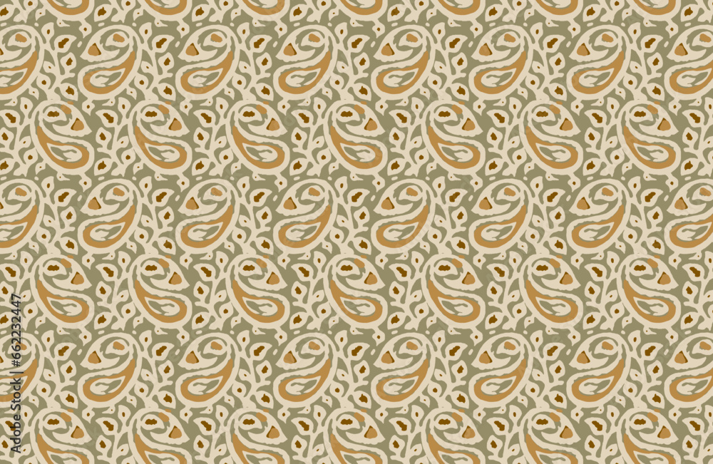 Digital paisley seamless pattern block print floral batik vector