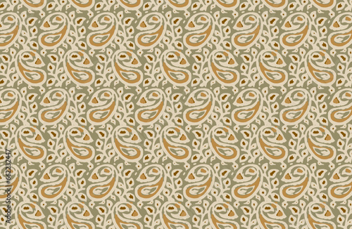 Digital paisley seamless pattern block print floral batik vector