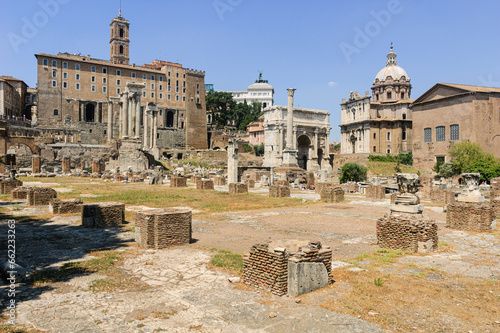 View of the Basilica Julia in the forum of Rome photo