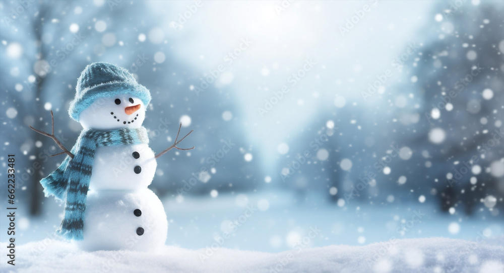 White christmas holiday snow seasonal blue new cold year winter snowman celebration