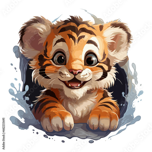 Cute baby Tiger on transparent background