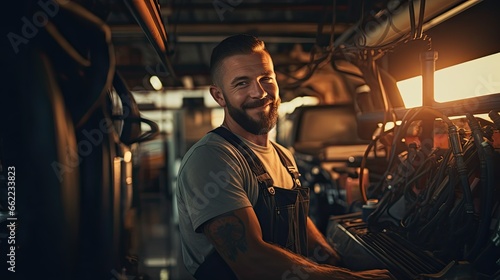 A car mechanic at work.