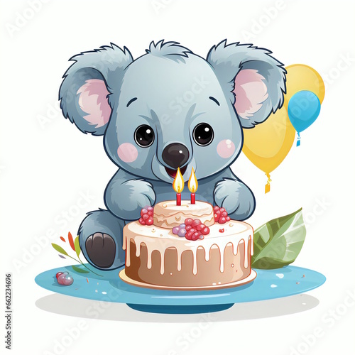 Celebrating Koala Vector Illustration photo