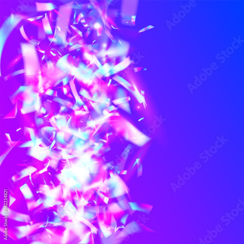 Fototapeta Naklejka Na Ścianę i Meble -  Rainbow Glitter. Metal Flare. Blue Disco Background. Fantasy Art. Kaleidoscope Sparkles. Light Texture. Luxury Foil. Party Celebrate Sunlight. Violet Rainbow Glitter