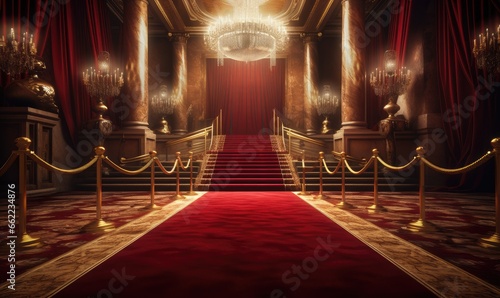 Red carpet in a glamorous room. photo